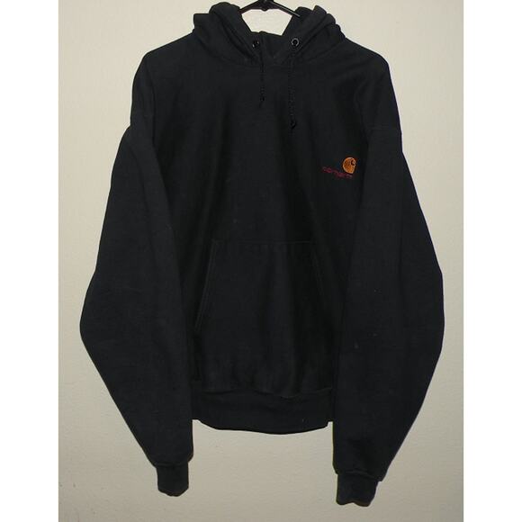 Vtg ‘98 Carhartt Rugged Outdoor Wear Mens Large Pullover Hooded Sweatshirt Black - Picture 1 of 4